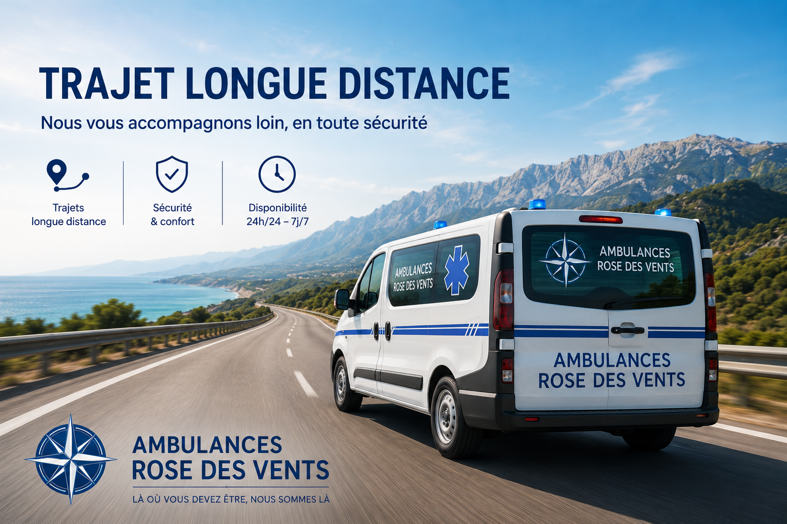 Transport longue distance Ambulances Rose des Vents